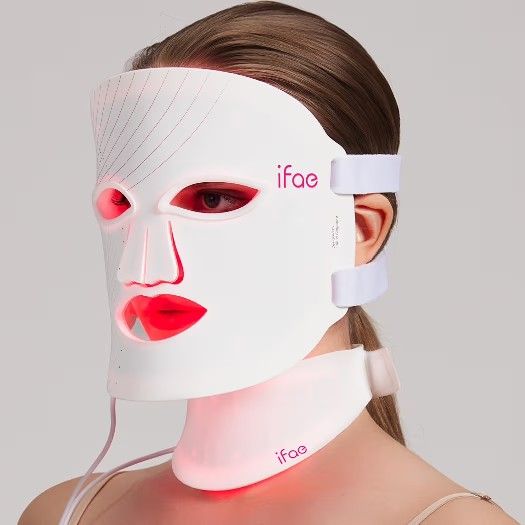 Red Light Therapy Mask for Face and Neck, 7 Colors with NIR Led Face Mask Light Therapy with Eye Protection and Remote, Rechargeable Ergonomic Design