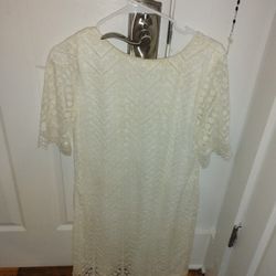 White Lace Fabric Dress 