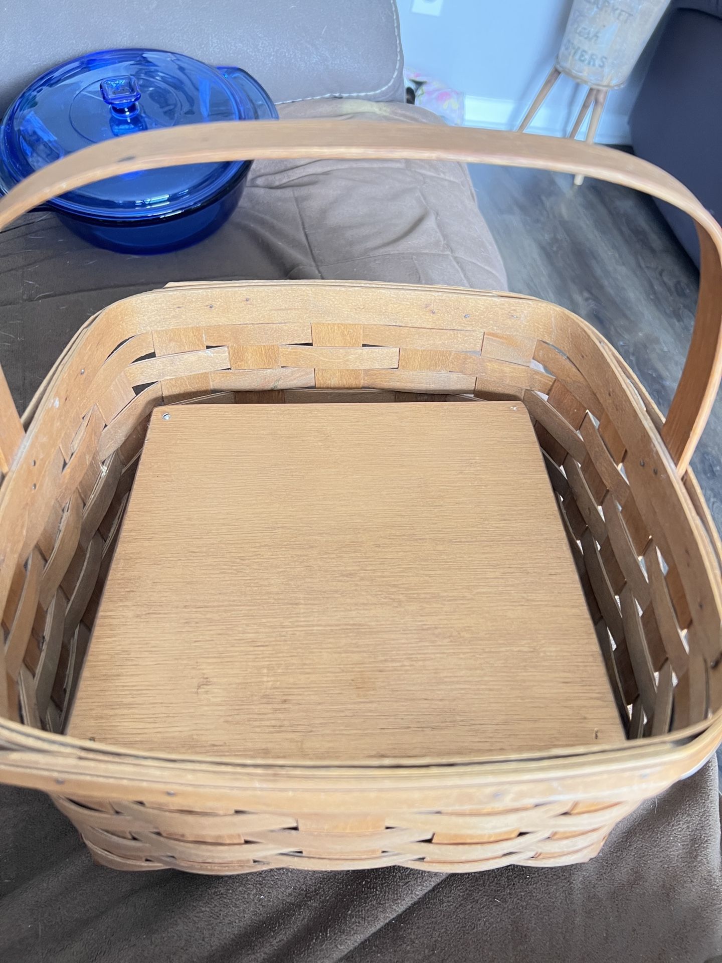 2 Fine Quality Woven Wooden Gerald Henn Workshops Basket w/Handle- Made In USA