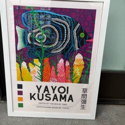 Framed Yayoi Kusama art print in excellent condition. 