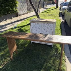 Tan Wood Table or TV Stand
