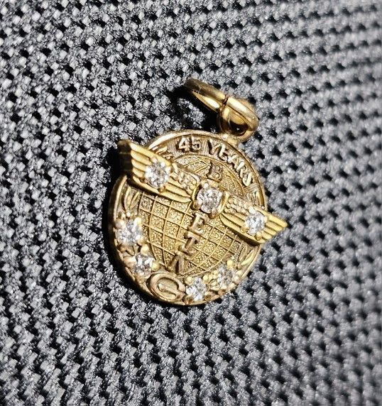 Boeing 45 Year Service Emblem 10k Gold Fill And Seven 2 Pt Genuine Diamonds
