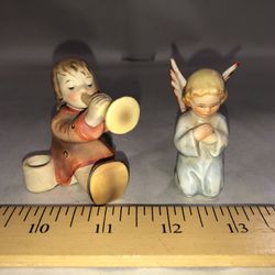 Porcelain Angels Playing Trumpet & Praying 