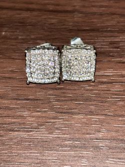 Square Crystal Pave Stud Earrings
