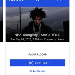 NBA Youngboy MASA Tour Floor Ticket 9/9 Crypto Arena