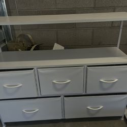 White Storage Shelf With Fabric Drawers 