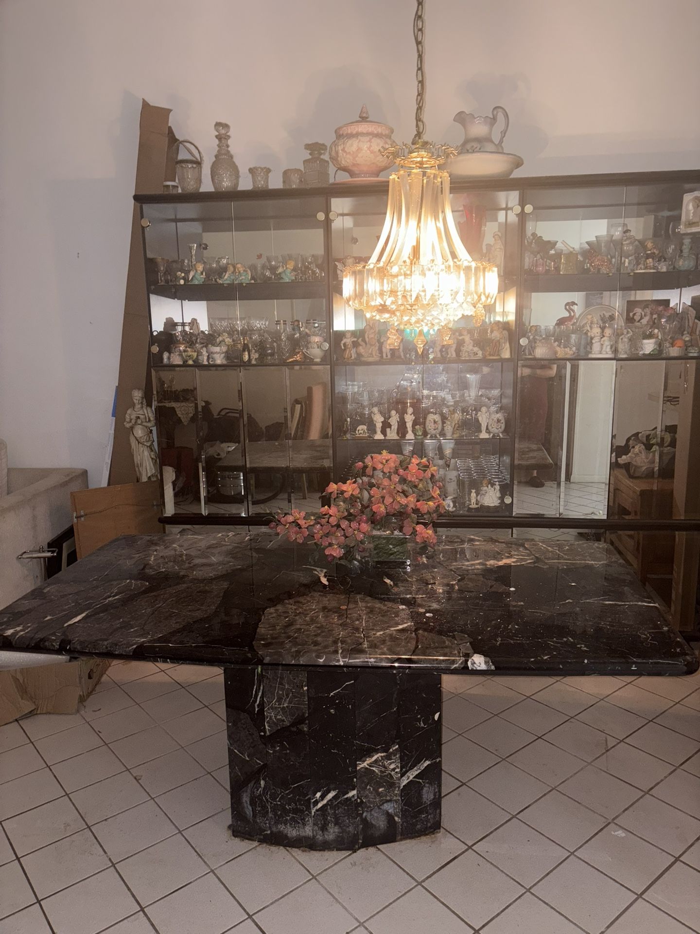 black marble table / china cabinet 