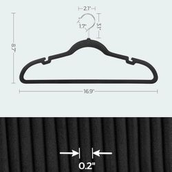 SONGMICS Velvet Non-Slip Clothes Hangers w/ Shoulder Notches Set of 50 - Black