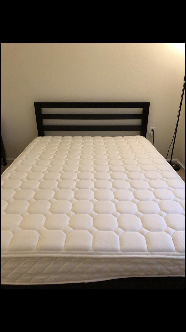 Queen size metal bed with spring mattress