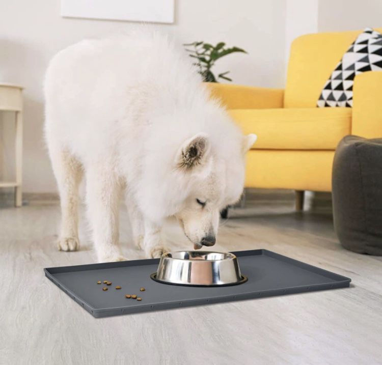 Dog Food Mat,Silicone Waterproof Dog Cat Food Tray,Non Slip Pet Bowl Mats Placemat,Size:(18.5" x 11.5") 0.6",(24" x 16") 0.6",(28" x 18") 0.8" ,(32" x
