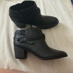 Size 10, Indigo Rd Black Braided Heeled Boots