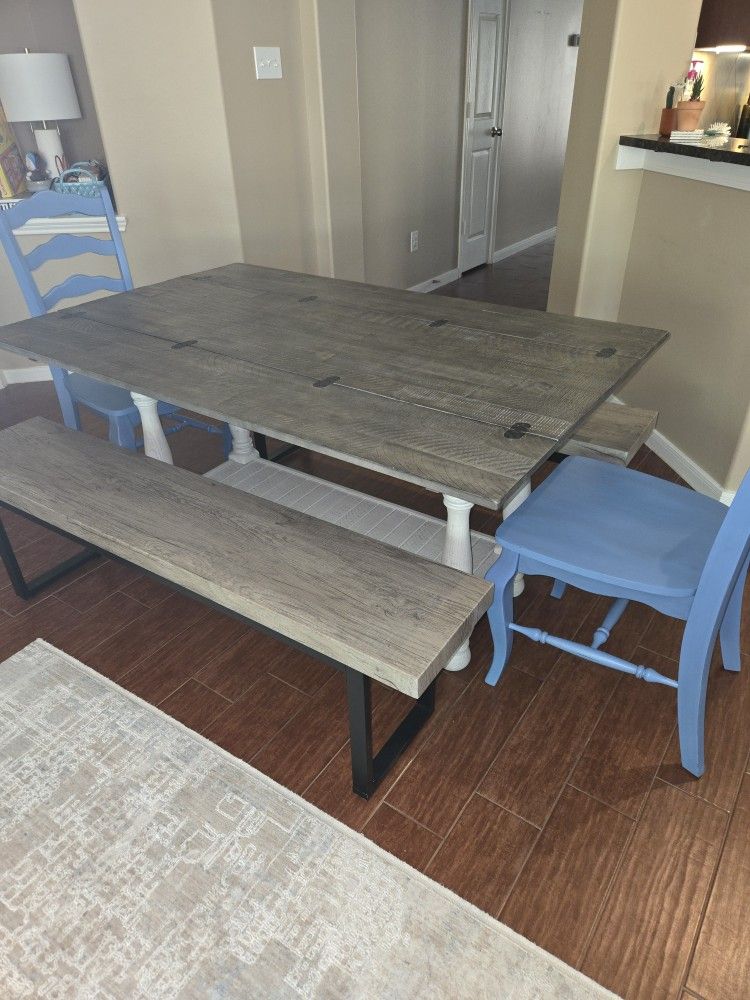 Dinner Table/Console Table - Two Benches - Two Chairs - Ashley Furniture Havalance