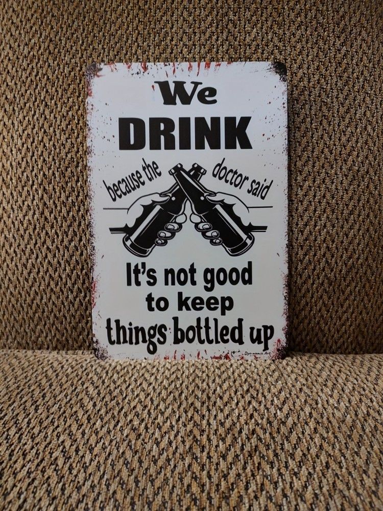 METAL BAR SIGN. 12" X 8". NEW. PICKUP ONLY.