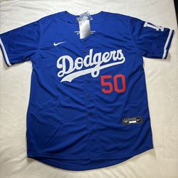 Mookie Betts #50 Los Angeles Dodgers - Size Medium Blue Stitched