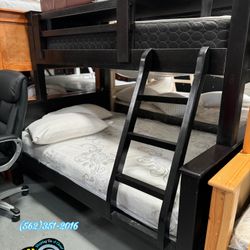 Twin XL queen Bunk Bed Black Litera Nueva Cama Colchones 