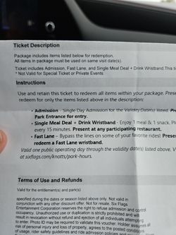 Knotts Berry Farm Ticket, Meal & Drink Wristband