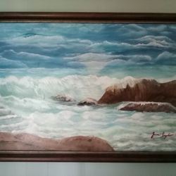 Painting Of Waves Crashing Signed