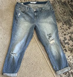 Distressed Jeans Size 14 with Embroidery