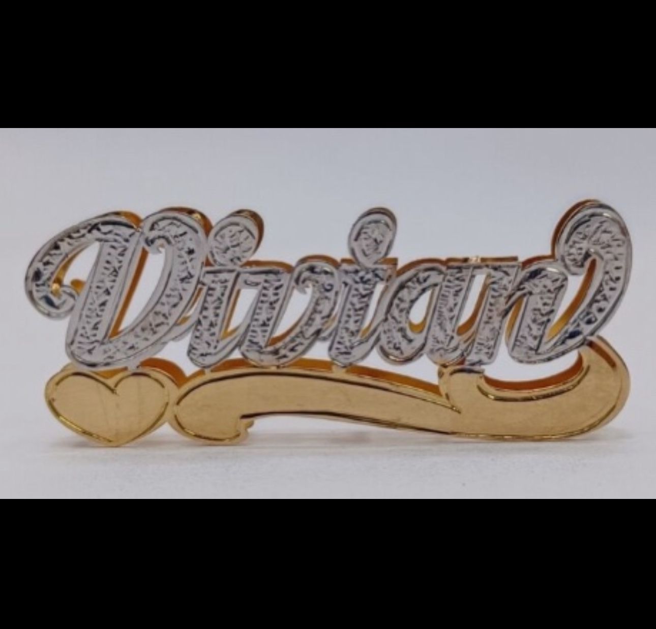 10K 14K Gold Personalized Double Name Plate Pendant With Or Without Chain