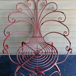 Metal Outdoor Chair Unique Design Rusty Red Garden Furniture