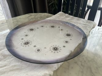 Dorothy Thorpe Glama Glass Serving Platter Starburst Mid Century Modern 14"