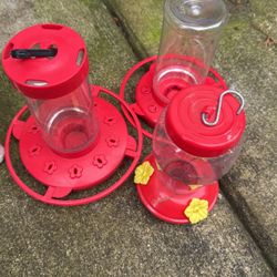 3 Hummingbirds Watering Drinking 