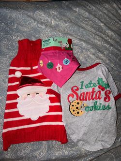 Christmas Pet Clothing Set – Sweater, Shirt & Bandana