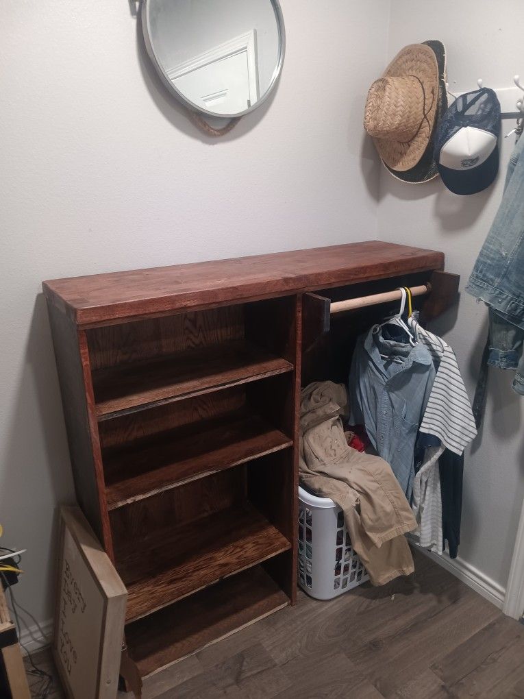 Solid Wood Mini Wardrobe With Wide Counter top