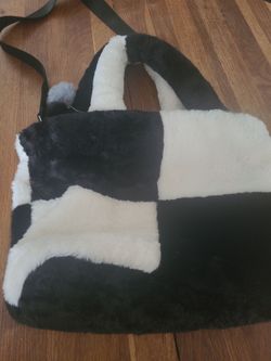 Black and White Faux Fur Tote Bag