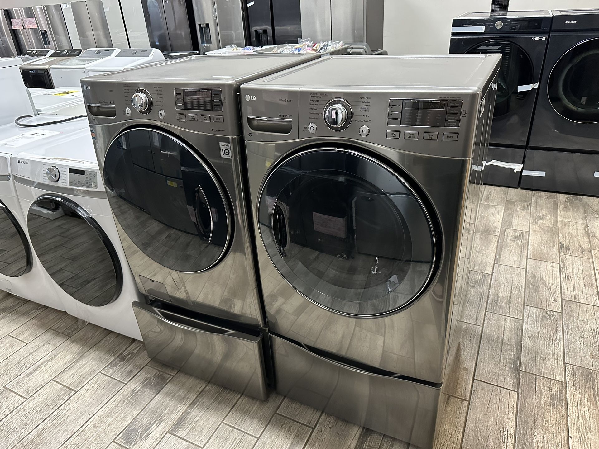 LG Stainless Steel Frontload Washer And Dryer Set Electric XL Used With Pedestals,All Products : American Fashion Style Bags On Sale