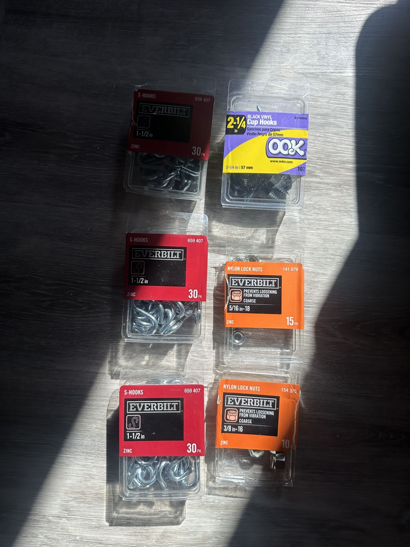 Nuts, hooks, and screws