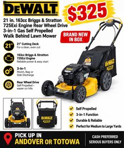 DEWALT 21ā 163cc Self-Propelled Gas Lawn Mower ā Brand New ā $325
