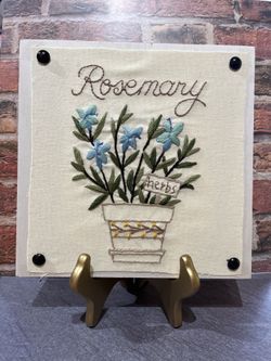Hand Embroidered Rosemary Wall Hanging