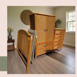 Wicker & Bamboo Queen Bedroom Set