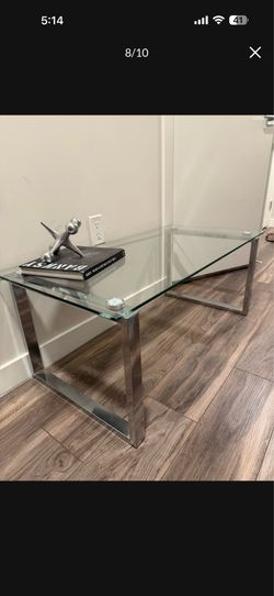 Modern Glass Coffee Table – Chrome Frame – 47” x 24”x 18”