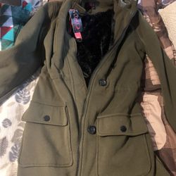 Brand New Olive Sherpa Lined Yoki Coat