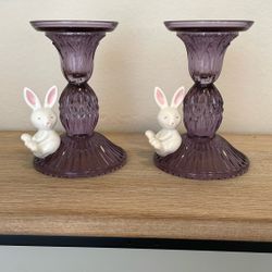 Brand New Bath&BodyWorks Glass Bunny Candle Holders