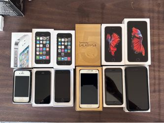 Vintage Apple iPhones & Samsung Galaxy S5 – Original Boxes & Chargers Included