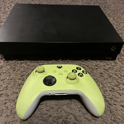 Xbox One X Console + Green Controller (minor stick drift) + Black Ops 4