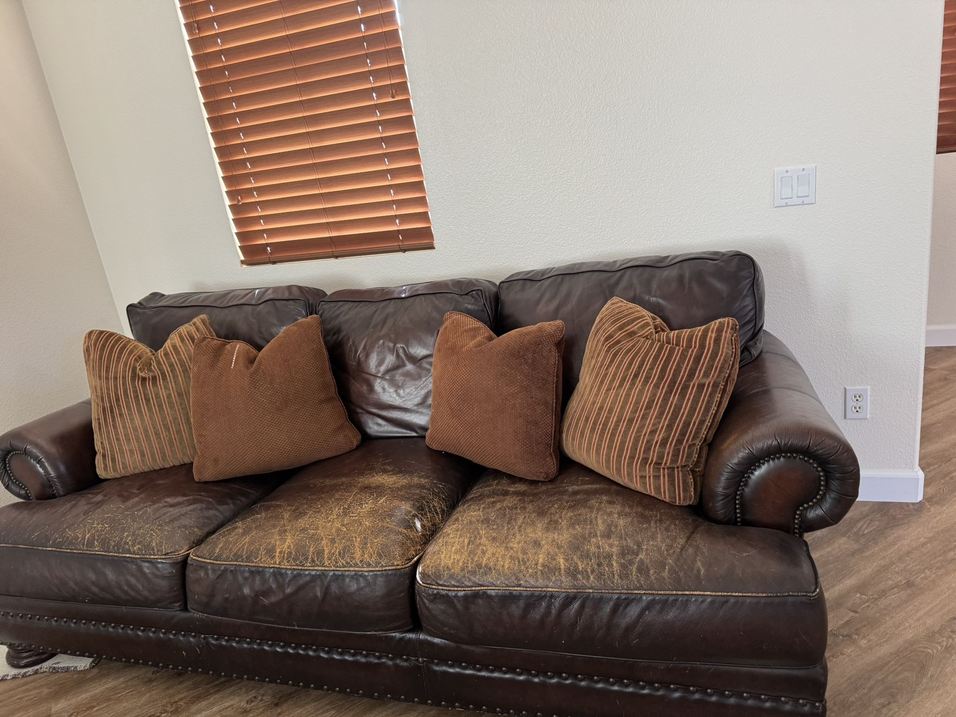 Brown Real Leather Sofa 