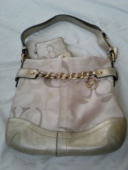 Gold coach purse and wallet