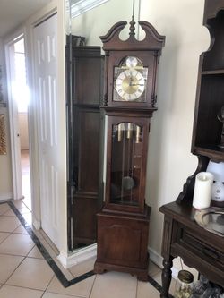 Vintage Grandfather Clock Floor Pendulum Chimes Traditional Home Decor Wood