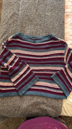 Torrid Striped Crochet Knit Sweater