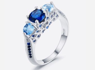 Sterling Silver Sapphire & Topaz Ring