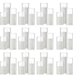 Set of 36 Pillar Candles and Glass Cylinder Vases Clear Cylinder Holders for Slim Pillar Candles Wedding Centerpieces(2.6'' X 4.7'', 5.9'', 7.9'',Whit