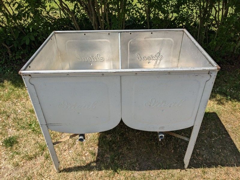Vintage Double Basin Metal Sink - Perfect for Projects or Decor!