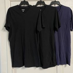 Set of 3 Mens Black & Blue V Neck T Shirts Lot by Kingsize Size LT Large Tall