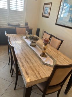 Granite dining table set with buffet