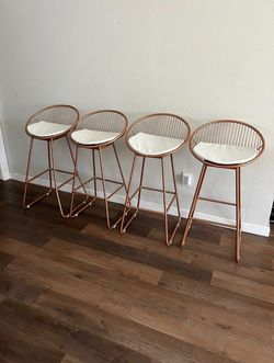 Bar Stools Set of 4, Bar Height Bar Chairs 30" Seat, Metal Kitchen Island Barstools