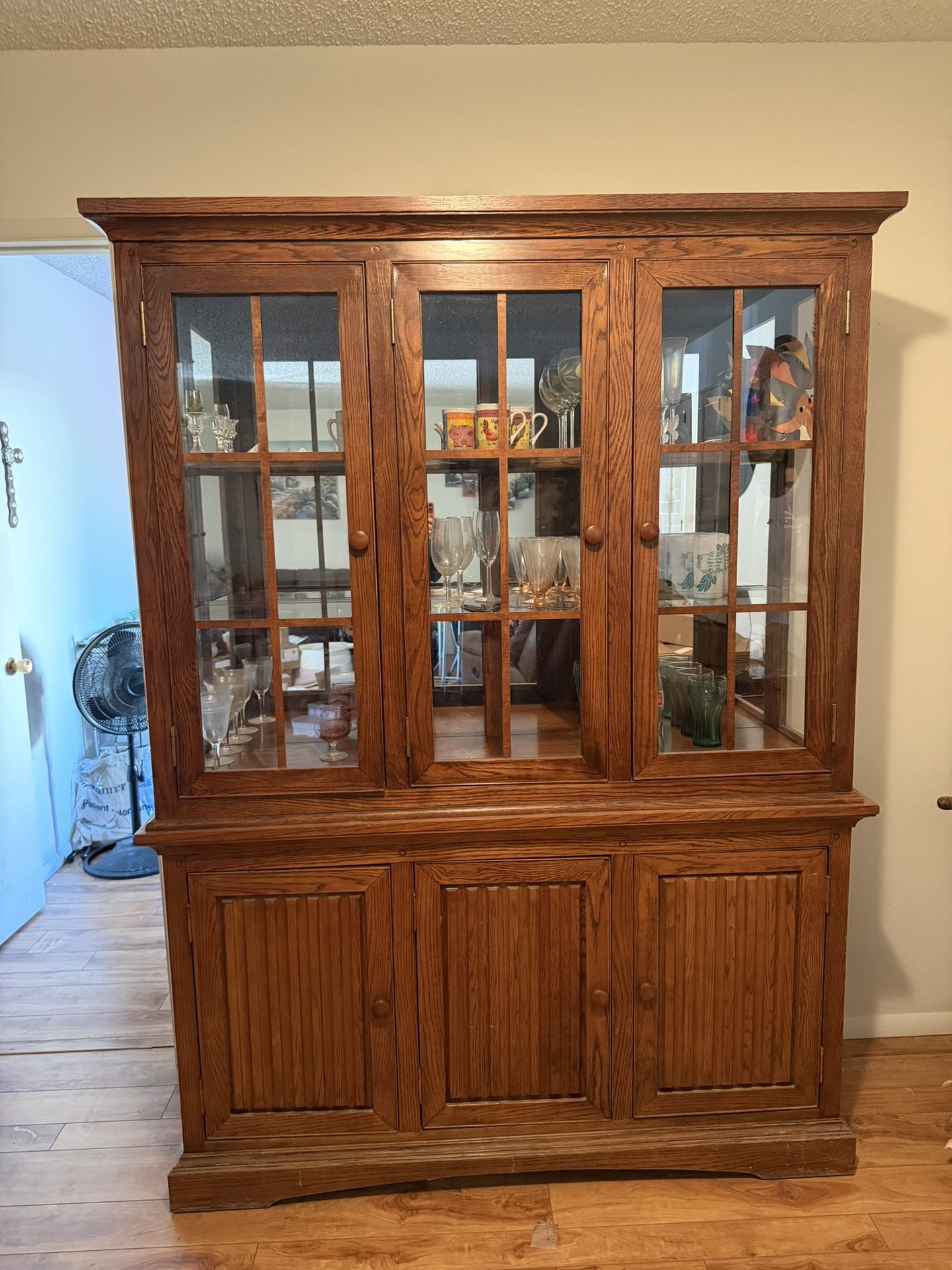 Vintage Oak China Hutch / Display Cabinet